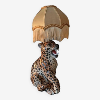 Old ceramic leopard lamp, 1960/70, Italy