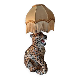 Old ceramic leopard lamp, 1960/70, Italy
