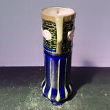Ancien Vase Rouleau ART DECO + Anses Céramique Émaillée Vintage