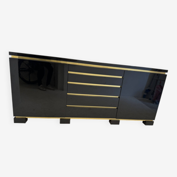 Black lacquered and brass sideboard, 1970s