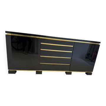 Black lacquered and brass sideboard, 1970s