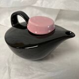 Vintage black and pink ceramic teapot