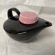 Vintage black and pink ceramic teapot