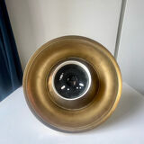 Vintage  Midcentury wall ceiling light in  Brass amber colored glass