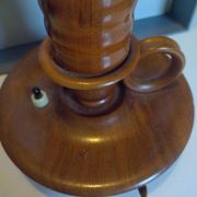 Vintage Scandinavian turned wooden candlestick lamp base