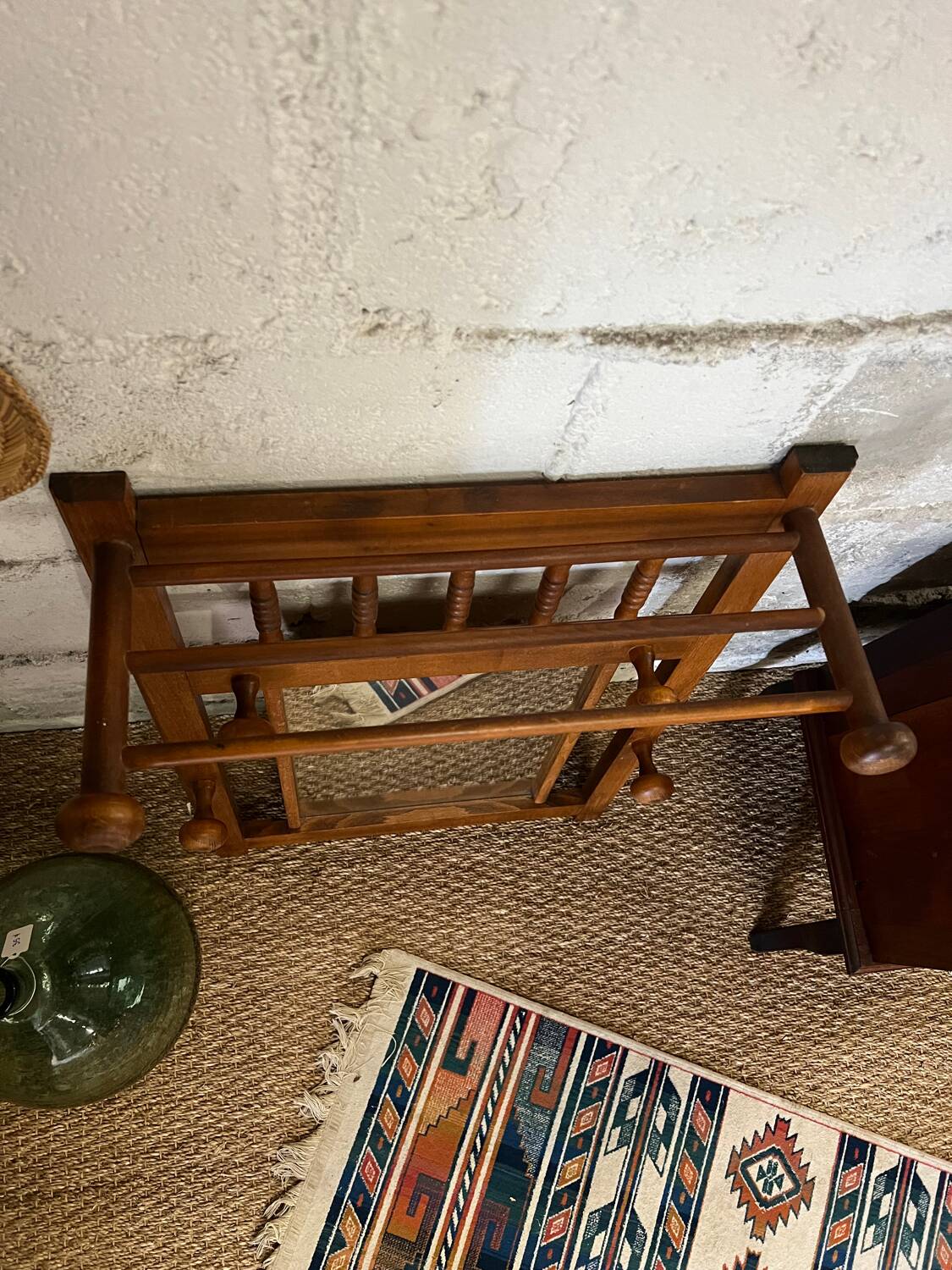 Wooden coat rack with mirror