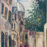 Painting "Rue de Montmartre" school of Paris HST signed with frame