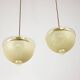 Mid-century Italian Brass and Glass Pendant Lamps, set of 2