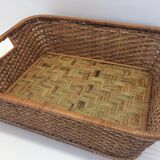 Rectangular wicker and bamboo basket