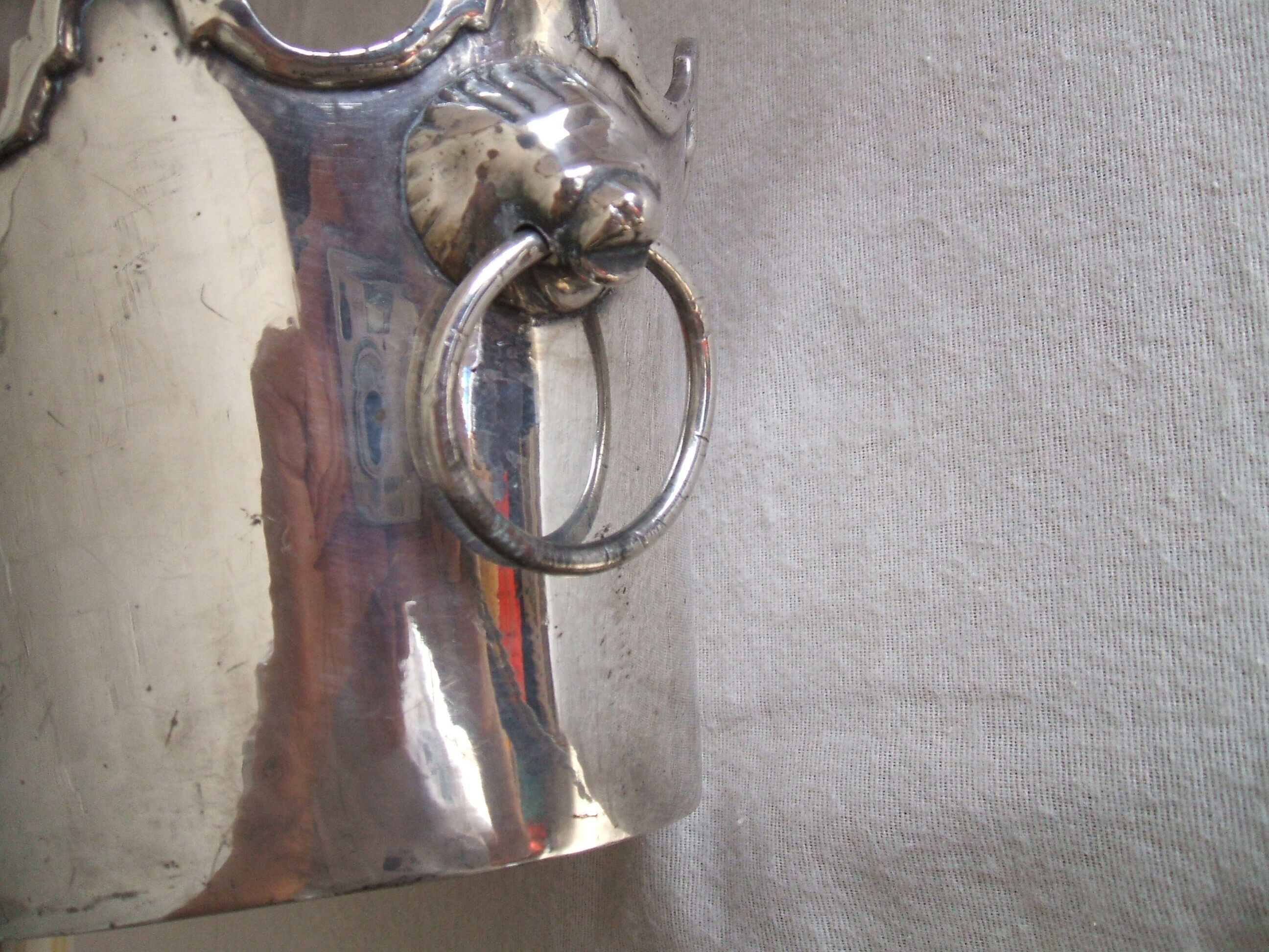 Glass cooler in silver plated metal