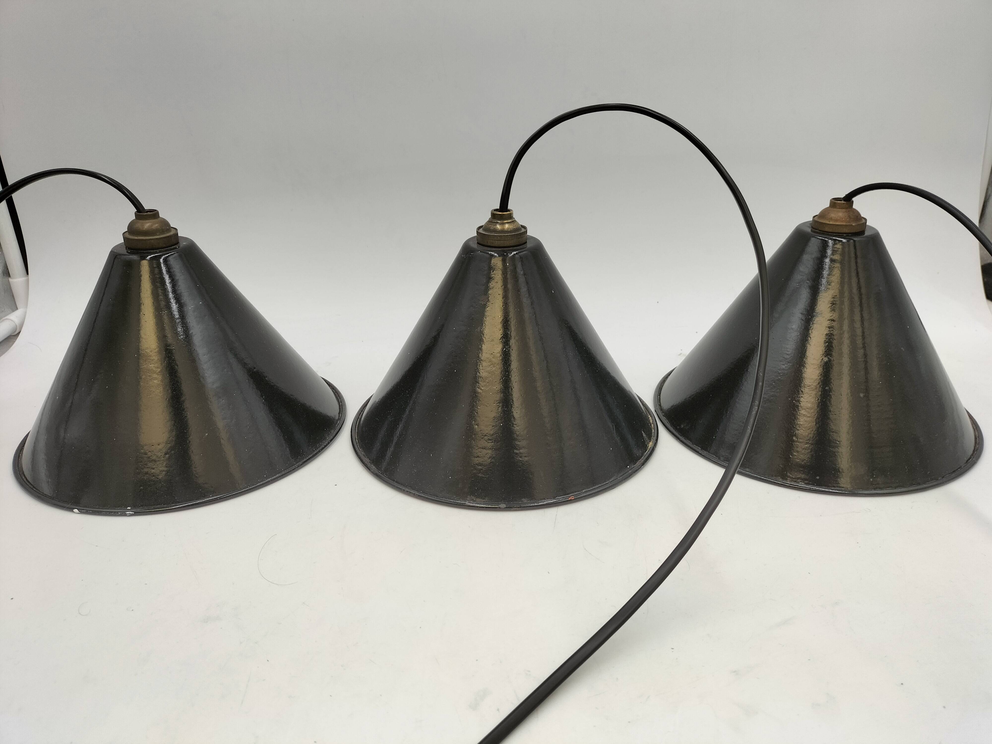 Enameled sheet metal pendant lights