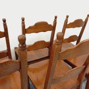 Set of 6 vintage brutalist chairs in oak wood from the 60s
