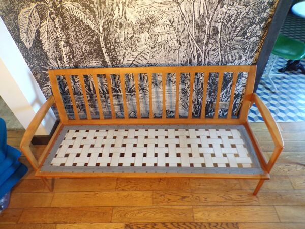 Canapé scandinave 3 places  jersey bleu