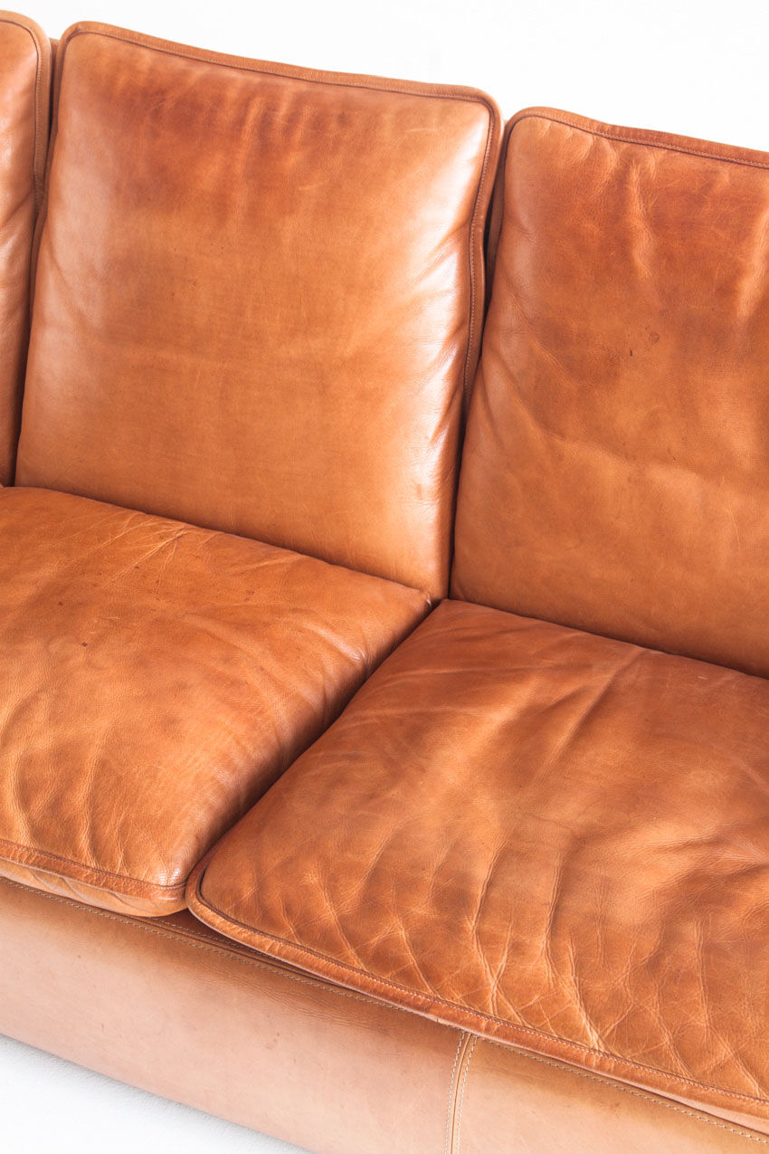 Vintage leather sofa. Belgium, 1970s
