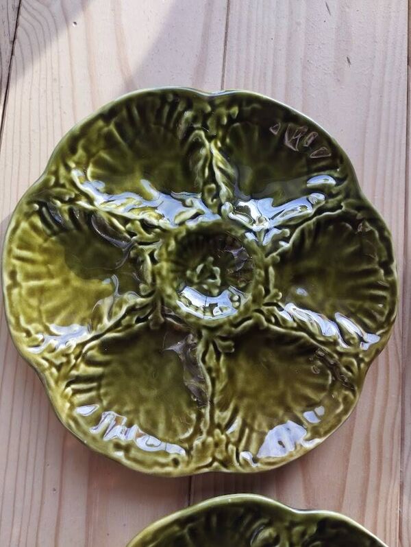 6 Assiettes à huîtres vintage en céramique de Gien