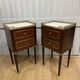 A PAIR OF LOUIS XVI STYLE MAHOGANY BEDSIDE TABLES