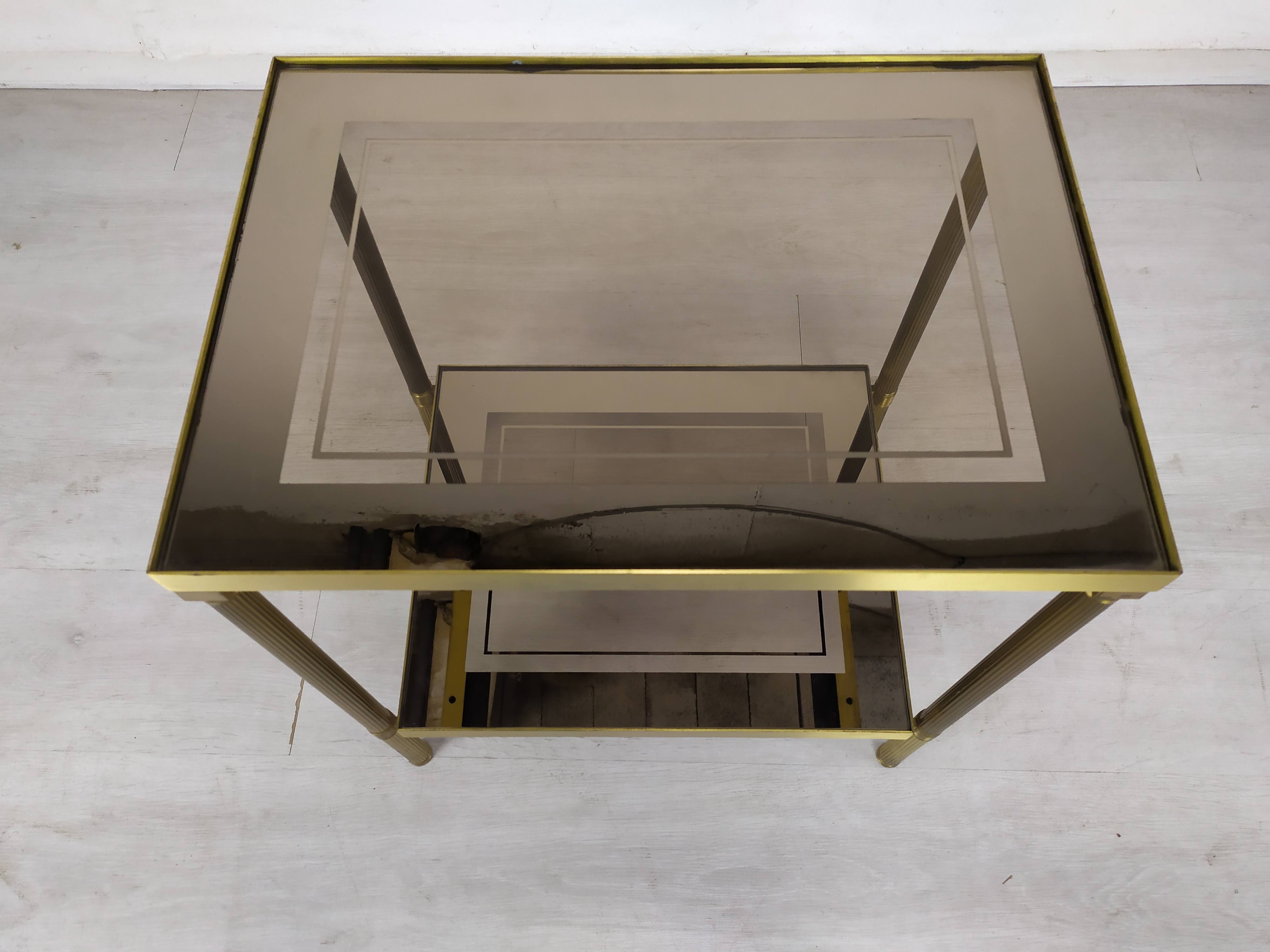 Golden brass sofa end