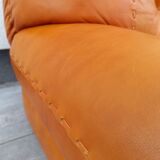 Canapé et fauteuils en cuir cognac par Sapporo pour Mobil, Italie