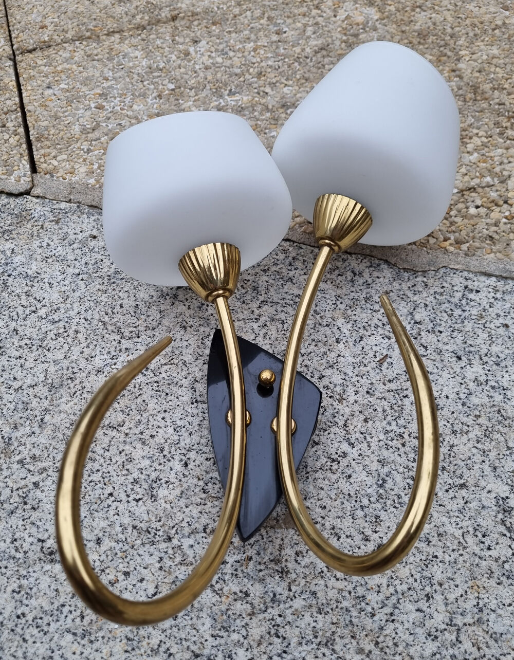 Double fire wall lamp, Arlus house, vintage, 50s