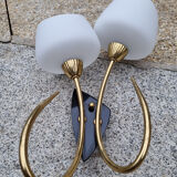 Double fire wall lamp, Arlus house, vintage, 50s