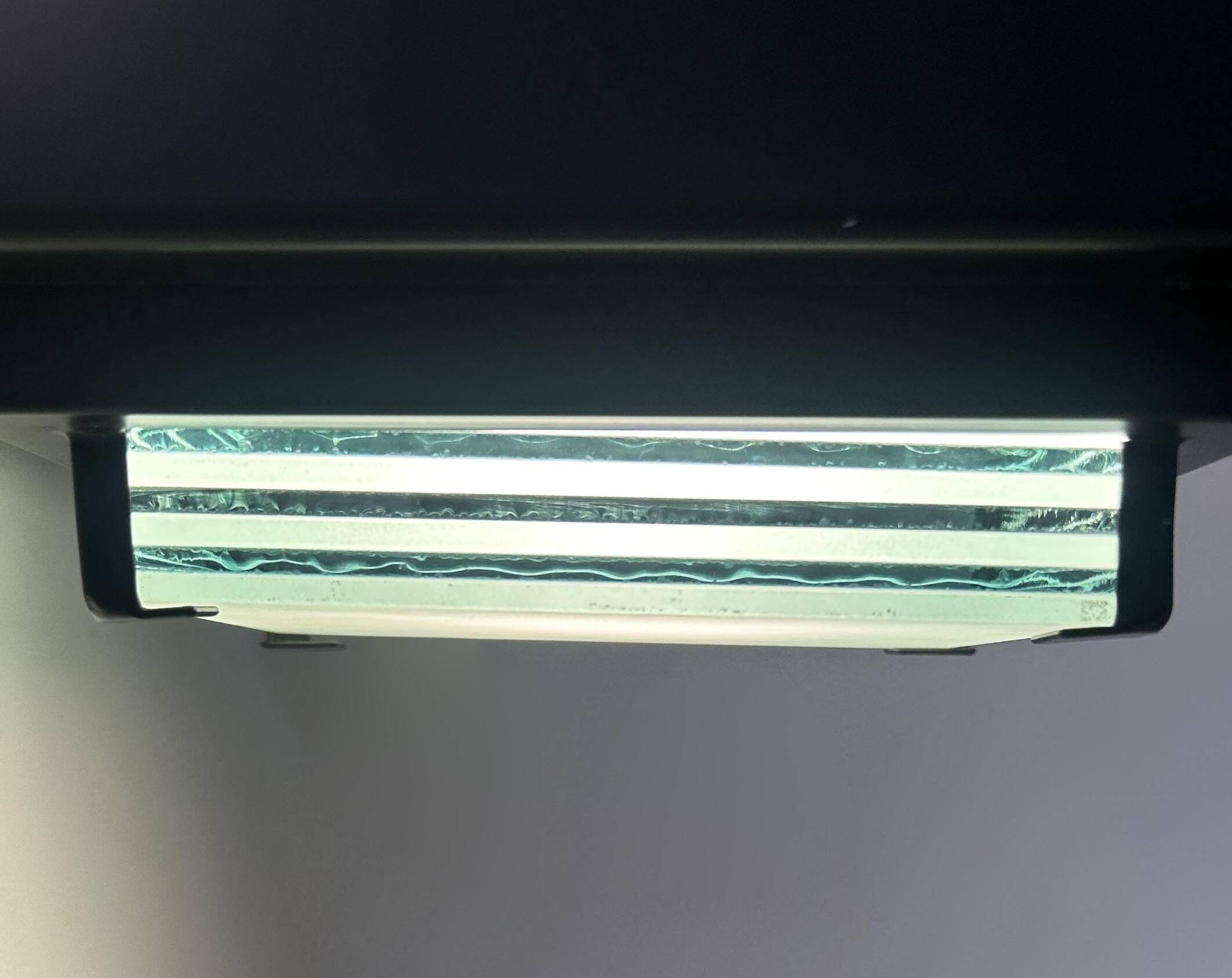 Pair of vintage post modernist wall lights, glass and sandblasted glass, France 1980