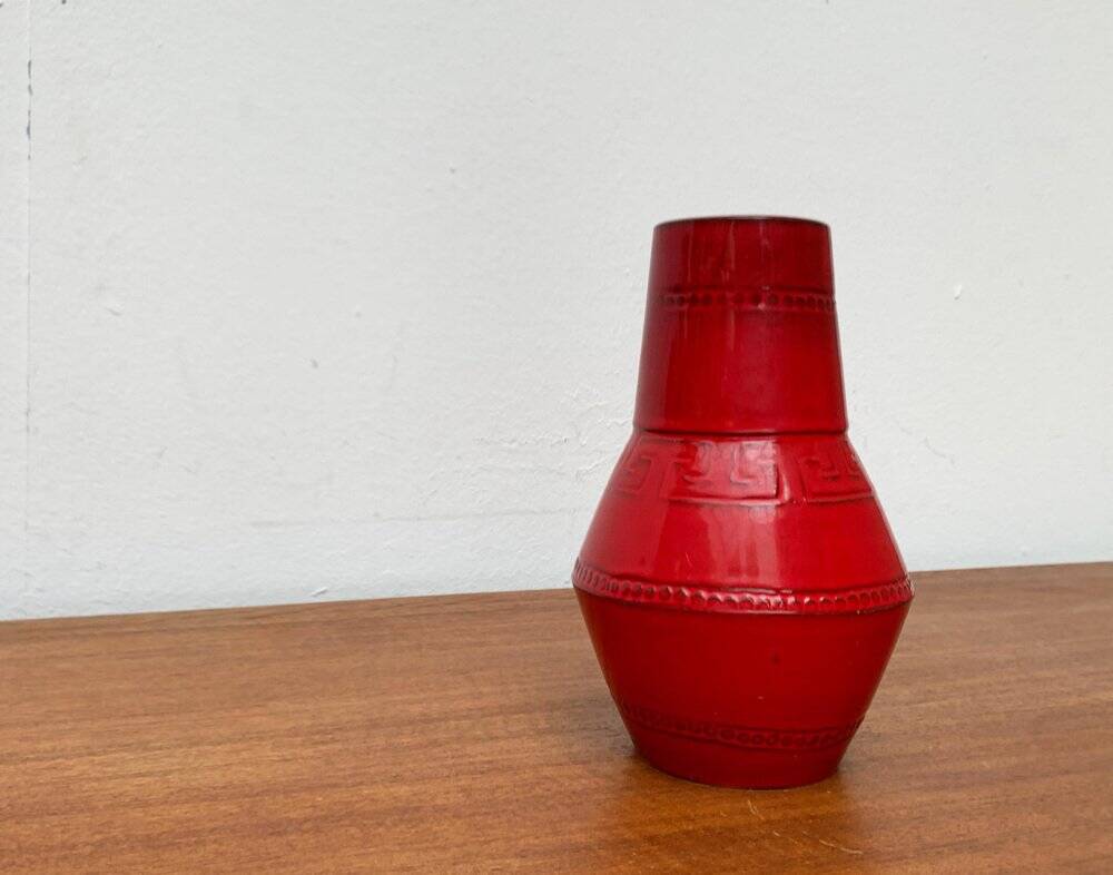 Red Italian ceramic vase from the mid-century by Bitossi, 1960s.