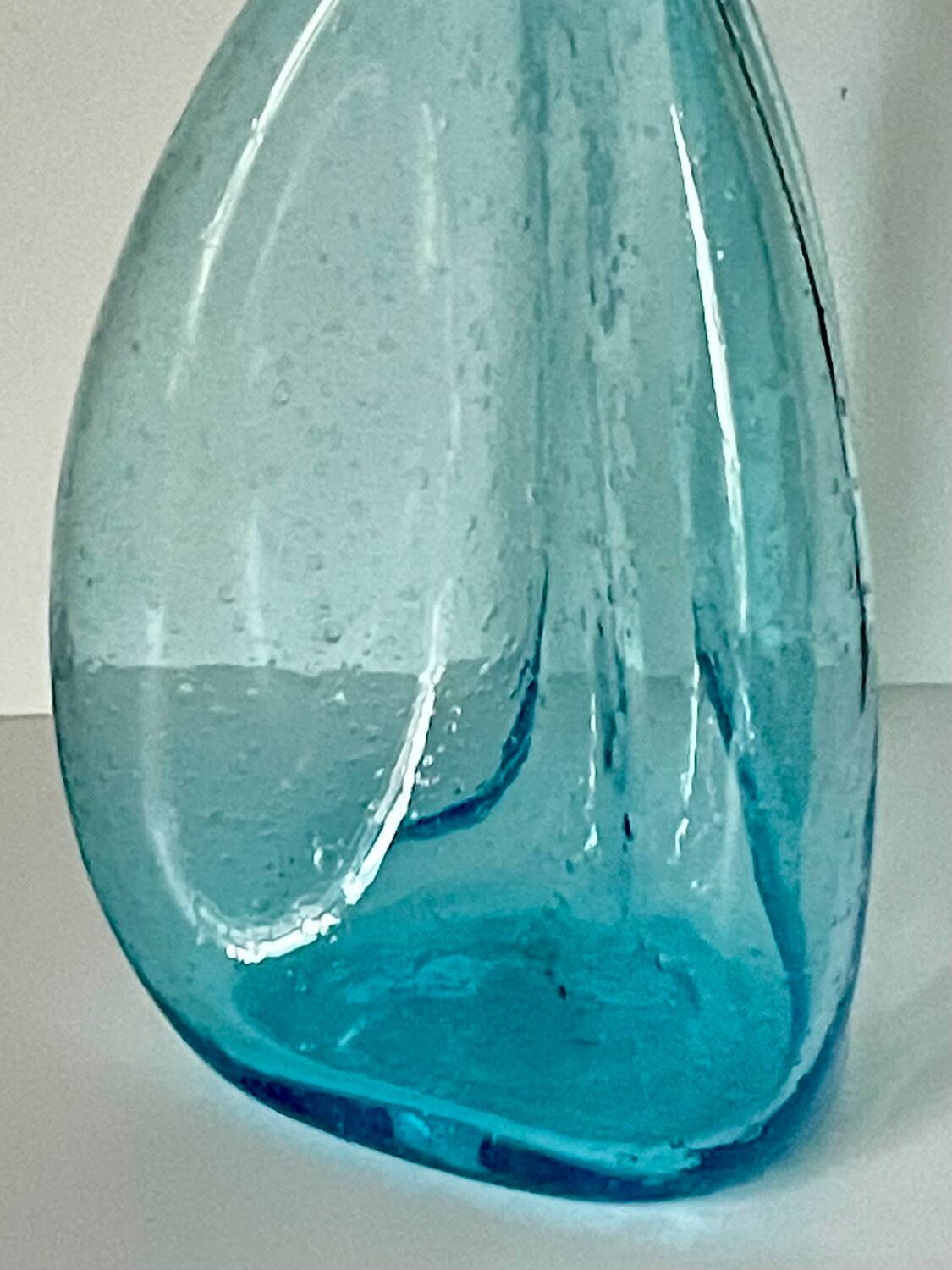Turquoise bubbled glass vase