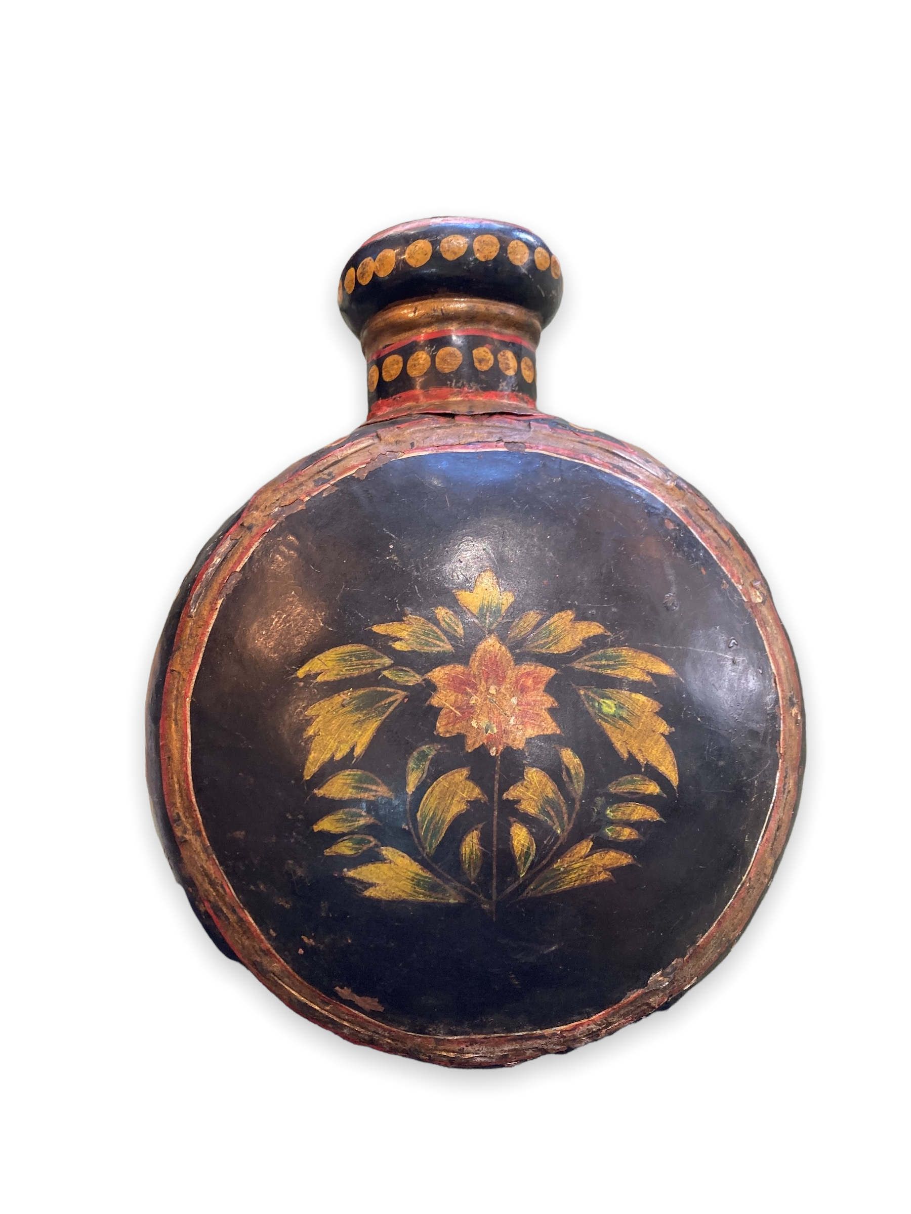 Indian painted metal jar