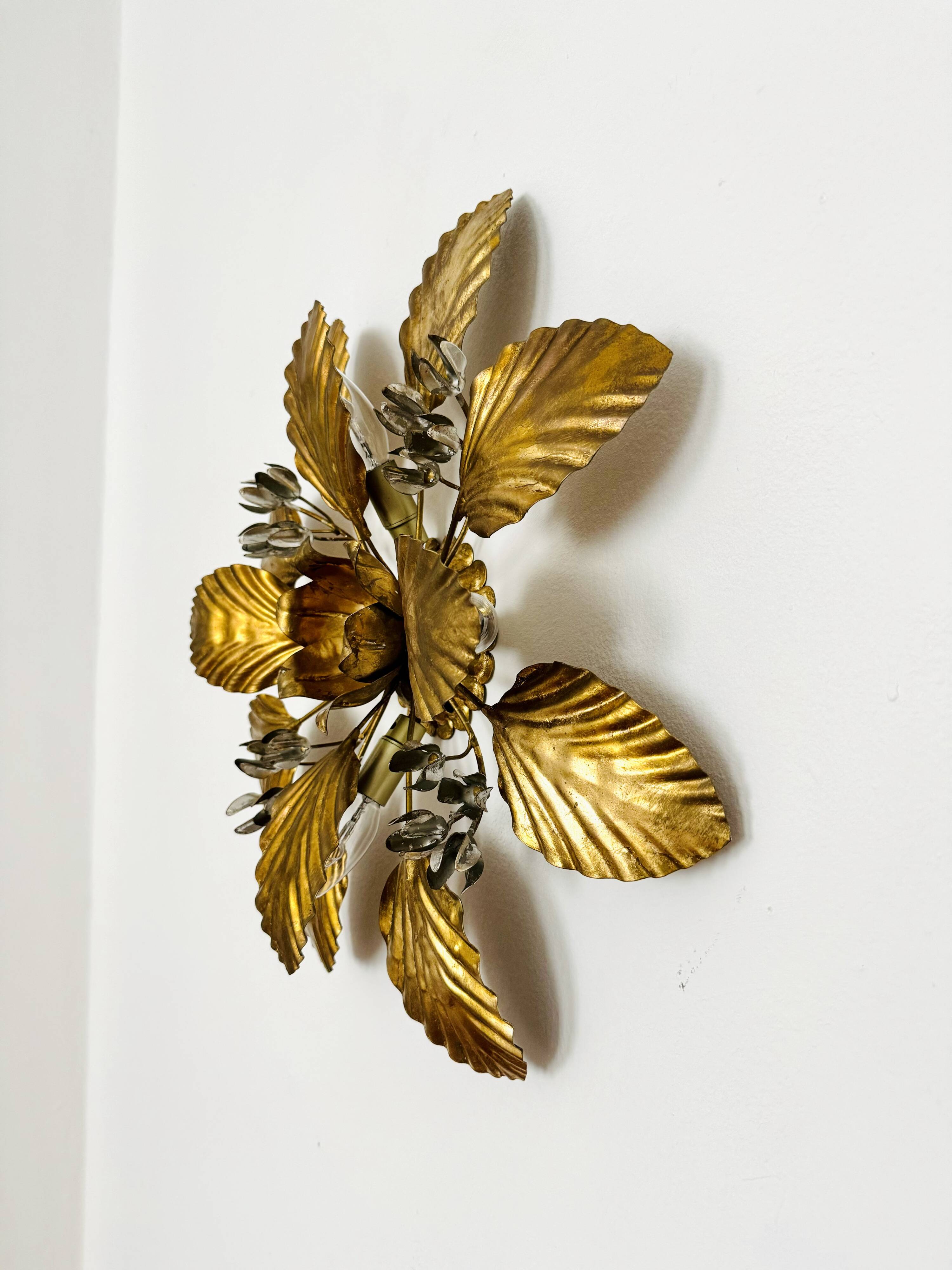 Floral Hollywood Regency Wall or Ceiling Lamp by Hans Kögl