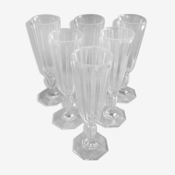 Service of 6 baccarat crystal flutes balustre leg flat odds 1840