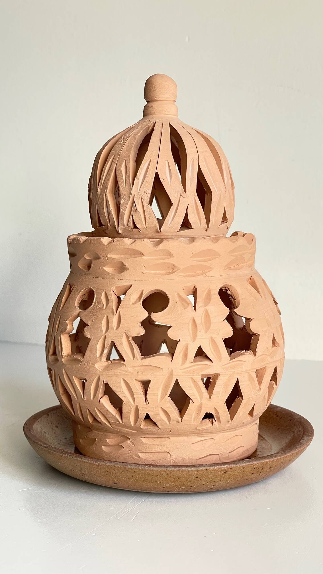 Handmade terracotta tealight candle holder
