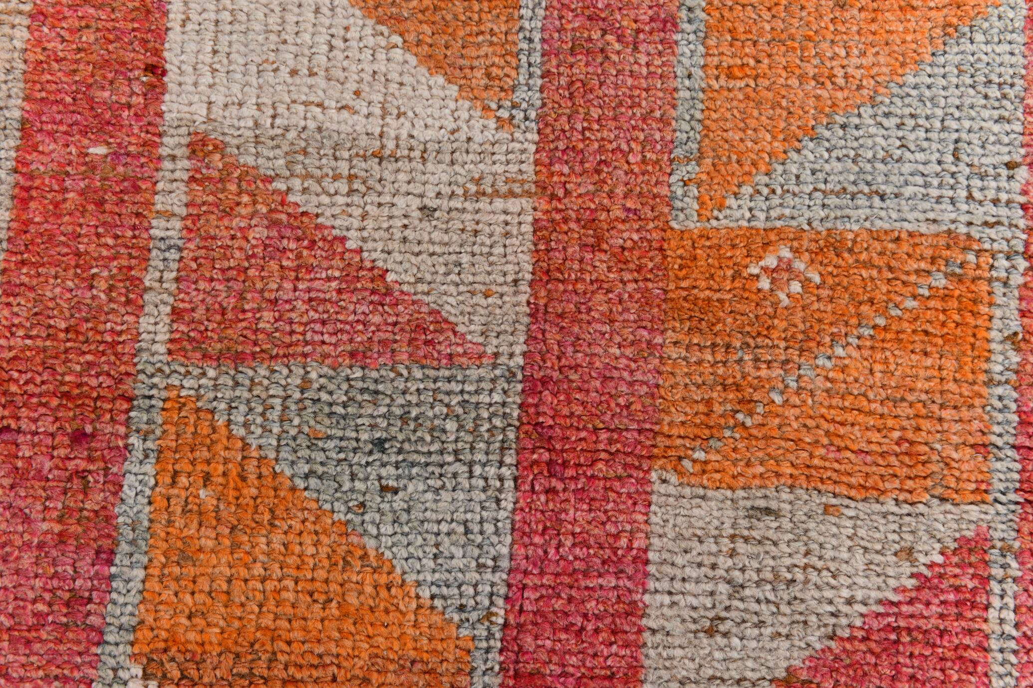 Pink & Red Vintage Runner Rug, 100x356Cm