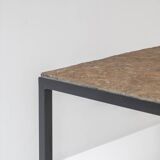 Set of 2 identical square slate stone coffee table from the 1950’s.