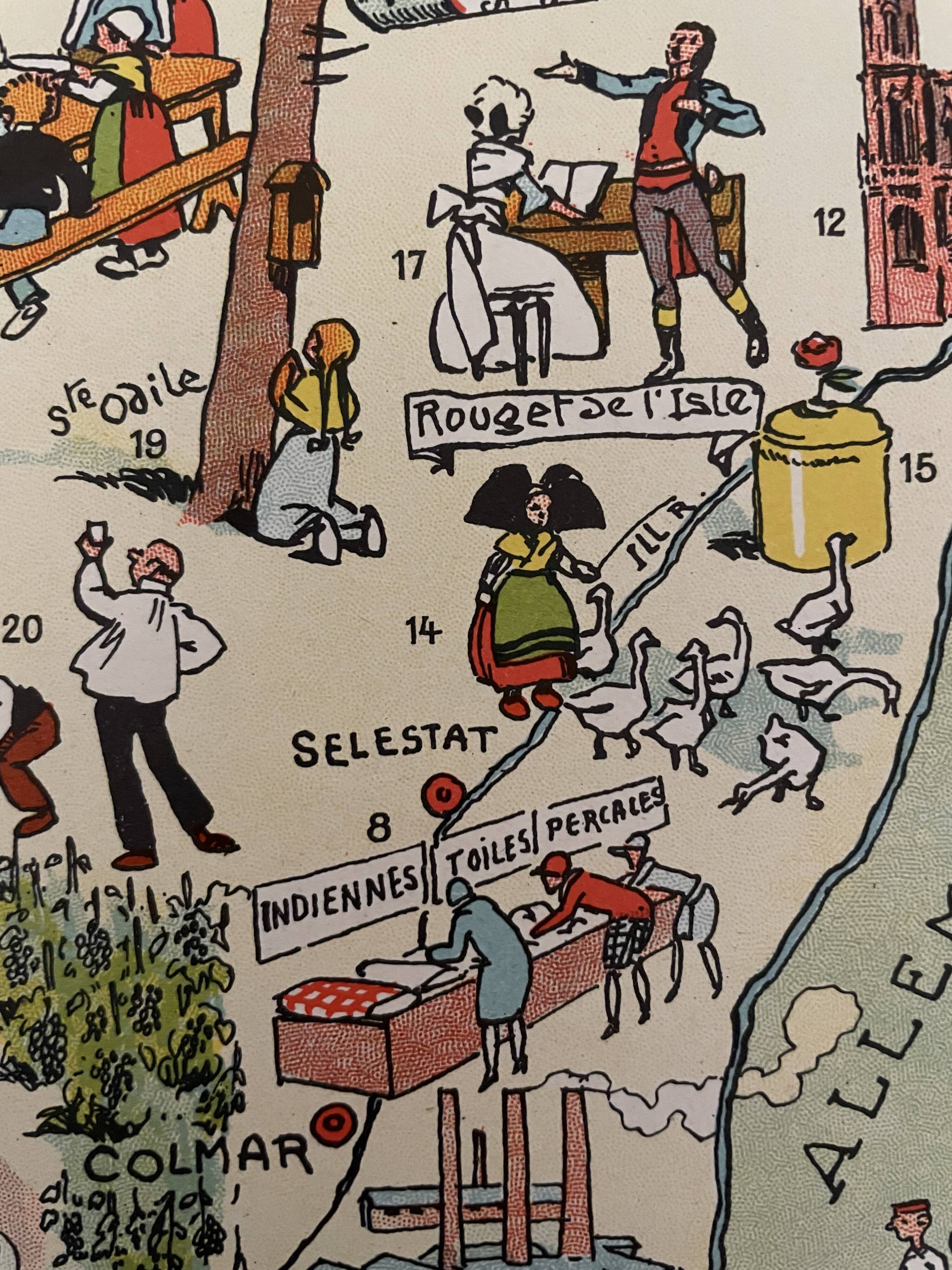 Vintage poster illustrated map of Alsace - JP Pinchon