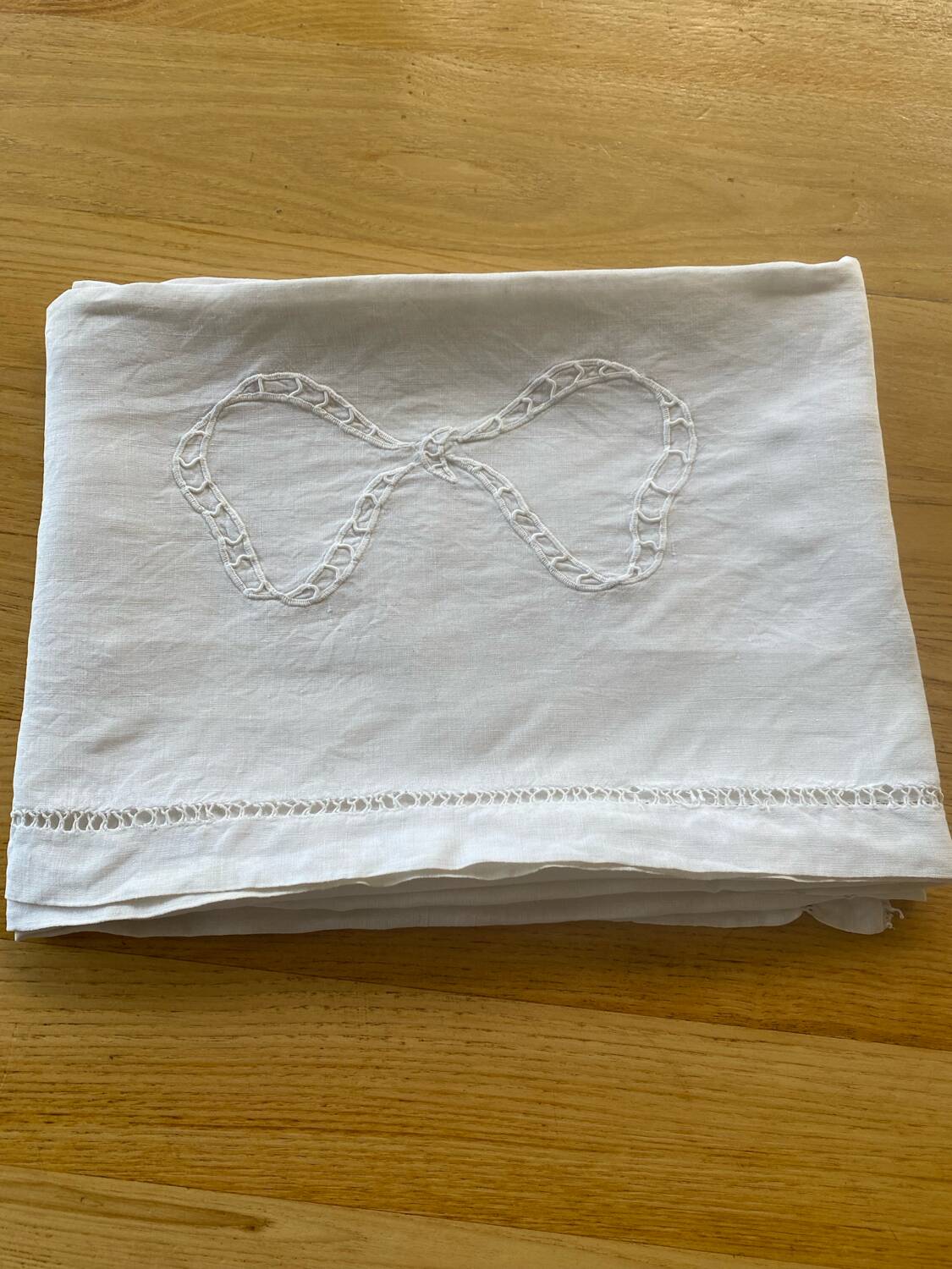 Embroidered linen tablecloth