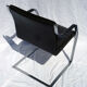 Chair with steel and leather armrests