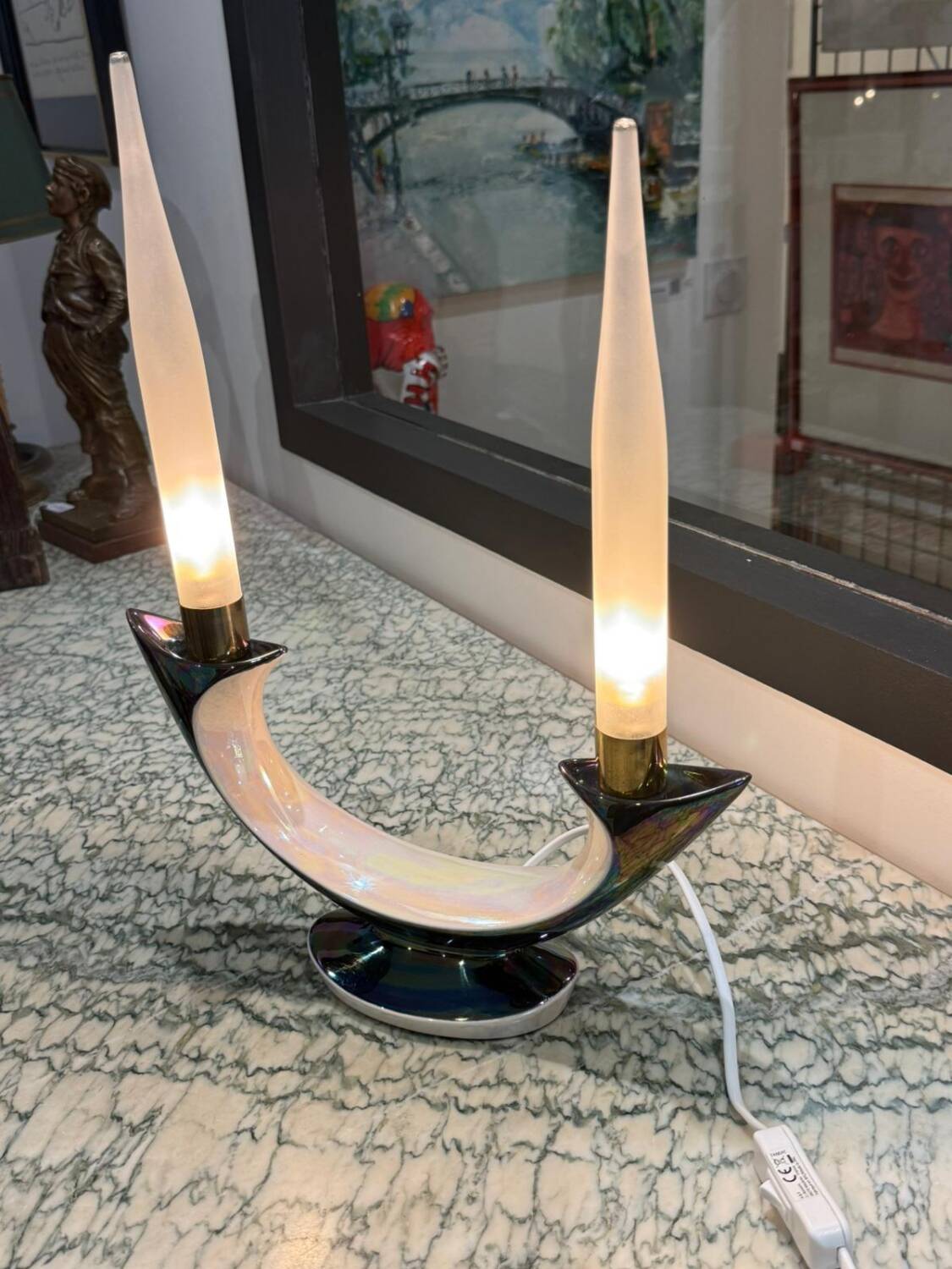 Pair of Verceram electric candlesticks – Space Age design – ceramic