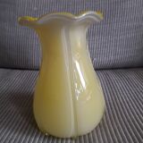 Vase vintage en verre de Murano de couleur jaune