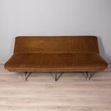 Vintage 60s convertible sofa in two-tone fabric italian design