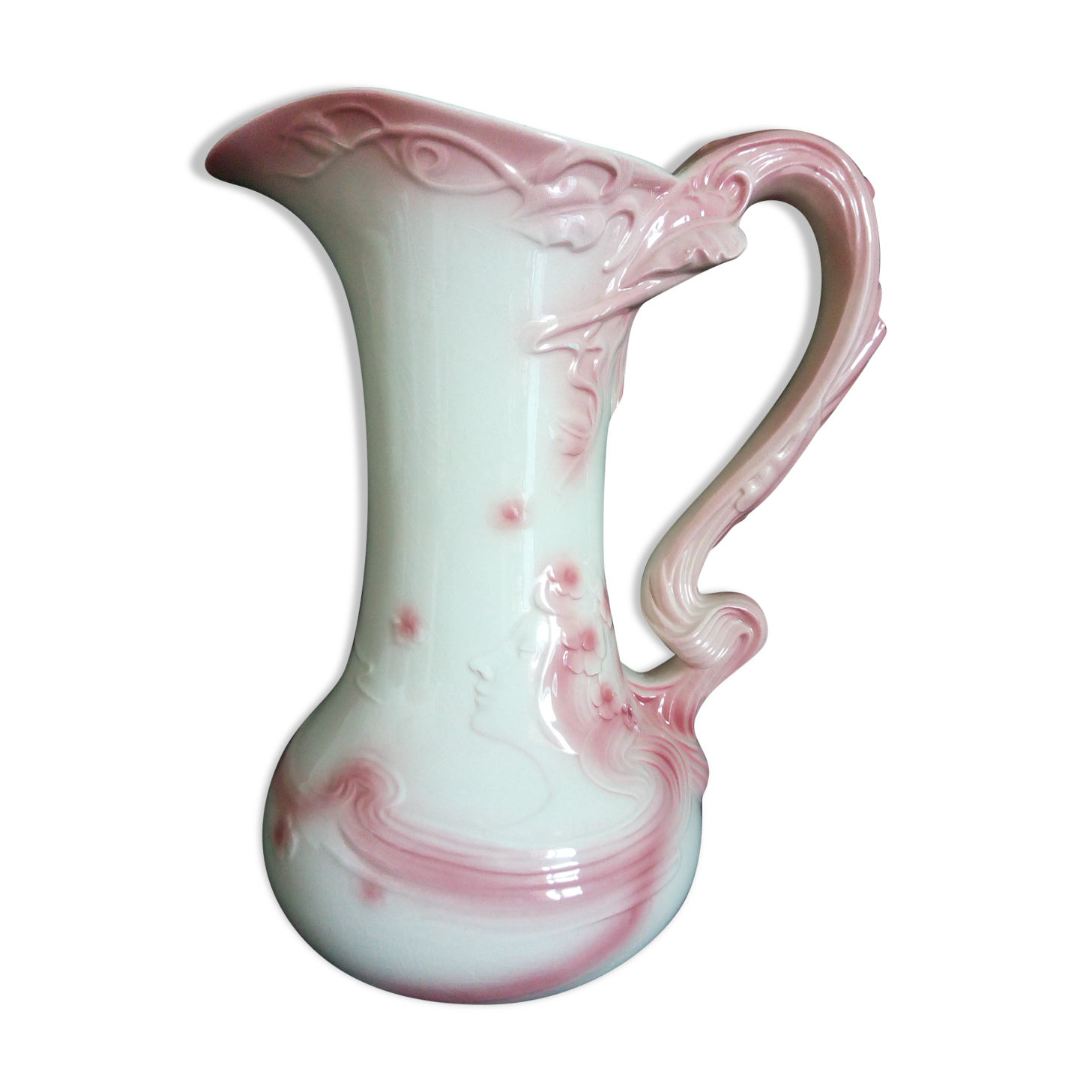 Cruche Art Nouveau en faïence