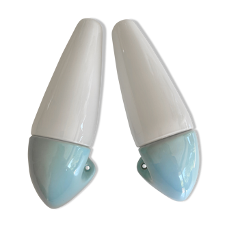 Set of 2 Porcelain Stig Carlsson Ifö Wall Lamps Made in Sweden