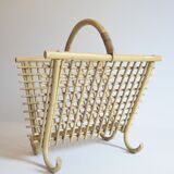 Bamboo and rattan magazine rack from the 70s