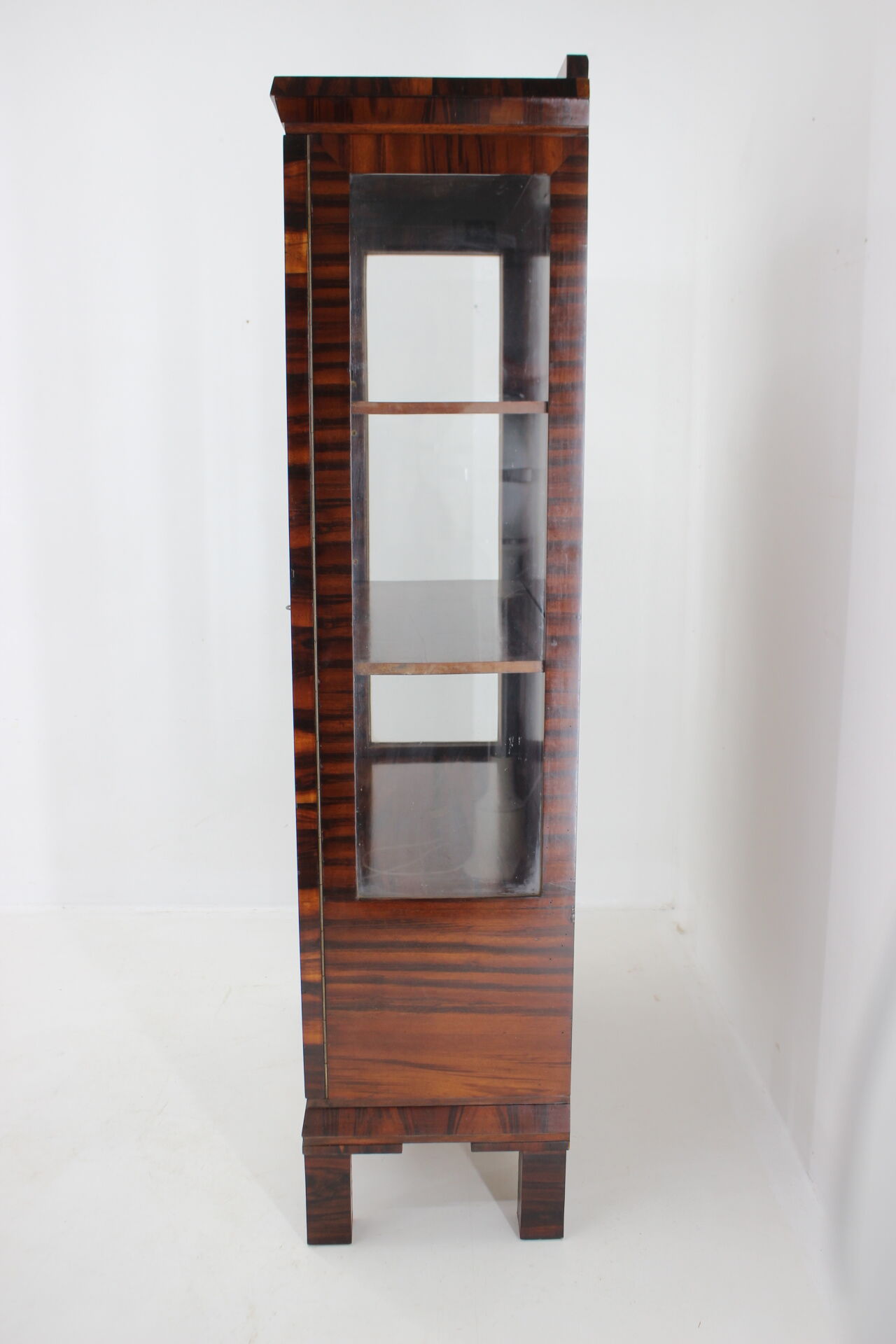 1930s art deco palisander and glass cabinet , czechoslovakia