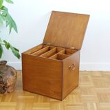 Large wooden box with brass handles