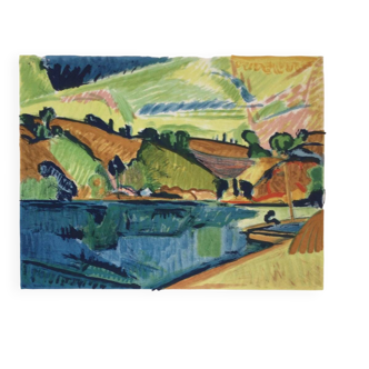 Pont-Aven. Lithograph by Pierre GUASTALLA 1891-1968