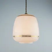 Vintage White Glass Gold Accented Mid-Century Modern Lamp