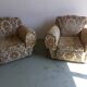 Paire de fauteuils club en tissu