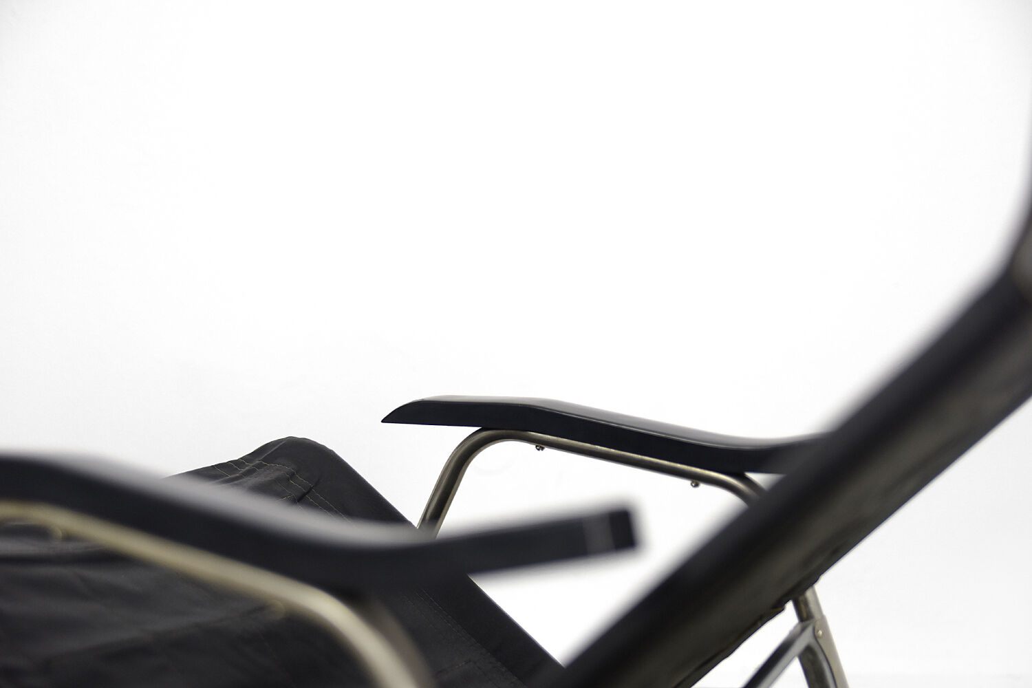 Vintage Mid-Century Postmodern Minimalist Black Leather Rocking Chair by Takeshi Nii, 1950s