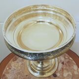 Coupe à fruits verre et métal argenté-vermeillé