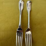 Pair of English solid silver table forks – 1815